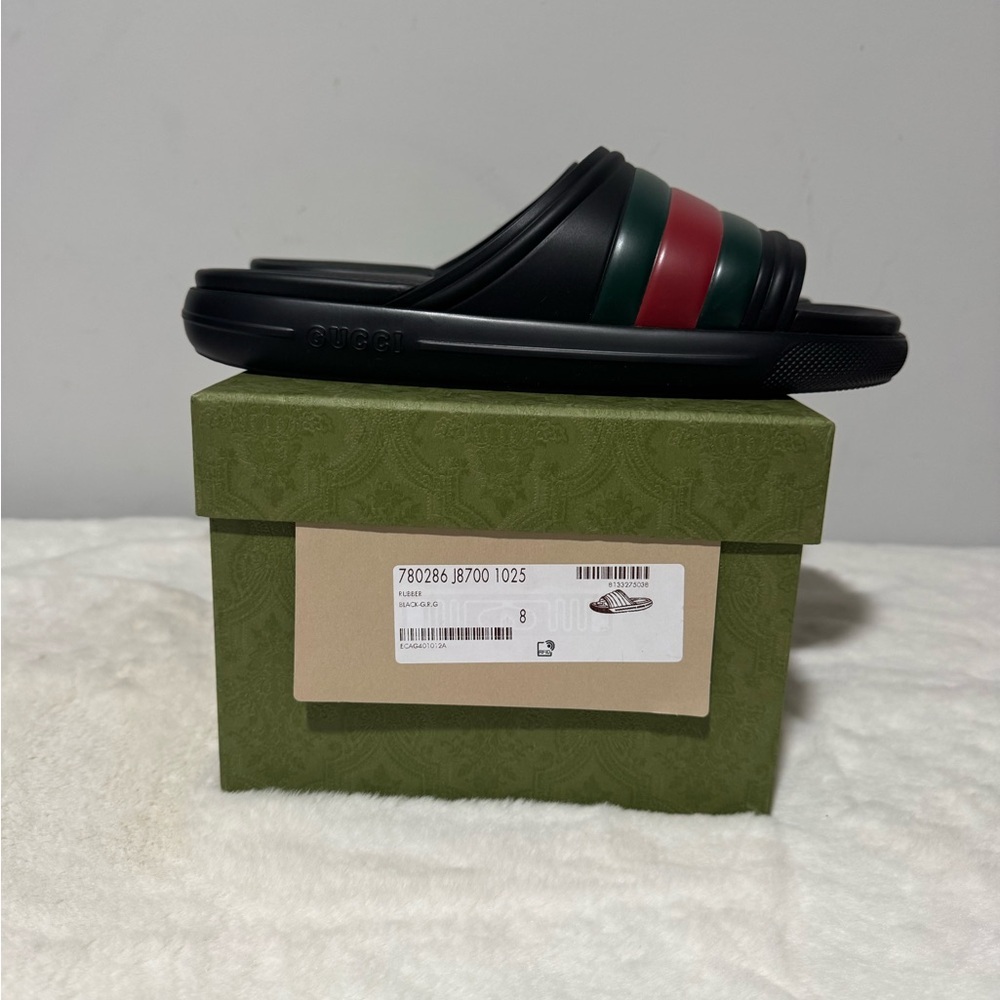 Gucci Black Slides with Red and Green Accents - Picture 7 of 8